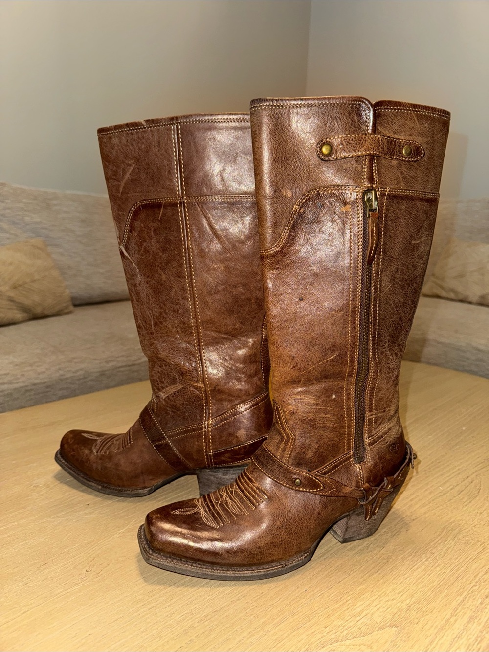 Ariat Women’s Chestnut Brown Leather Square Toe Tall Boots - Picture 7 of 9